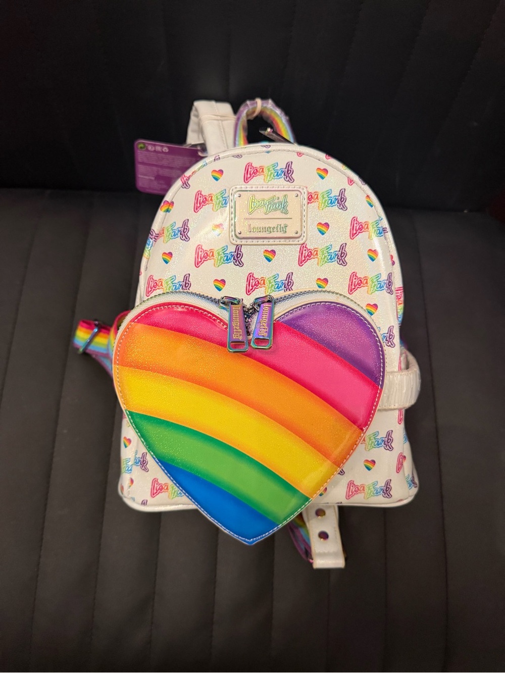 Loungefly White Rainbow Heart Mini Backpack